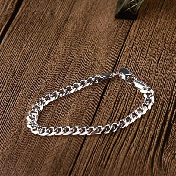 Silver chain link bracelet .925 plated New unisex NWT - Picture 5 of 7